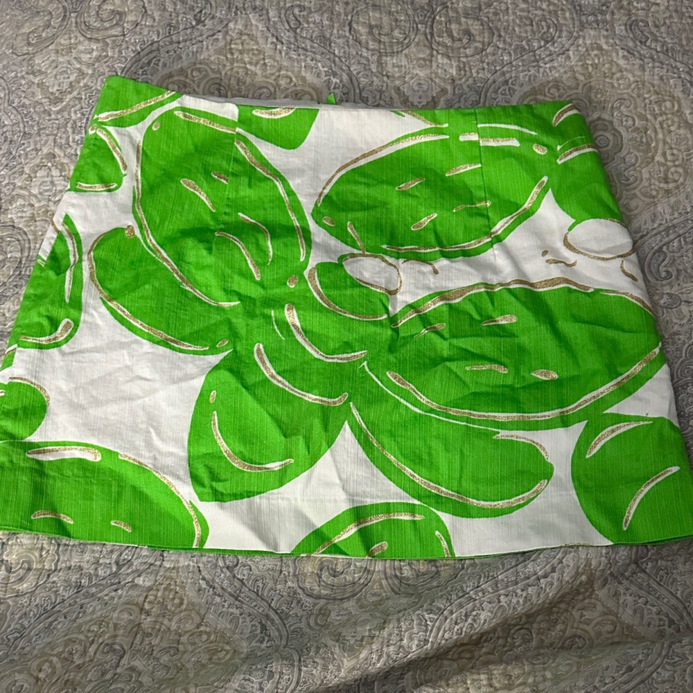 Lilly Pulitzer Green Leaf Print Mini Skirt